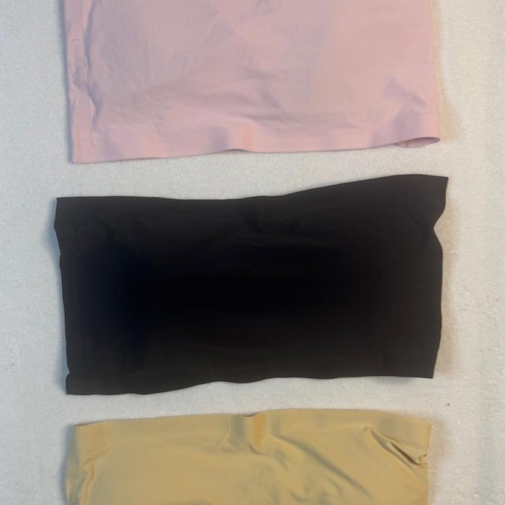 Girls 3 pack of strapless nylon bras in pink, black, beige Youth size 10/12